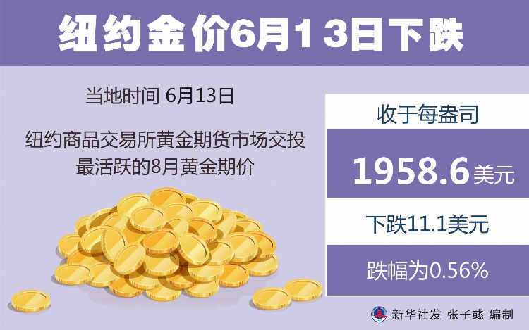 （图表）［财经·行情］纽约金价6月13日下跌