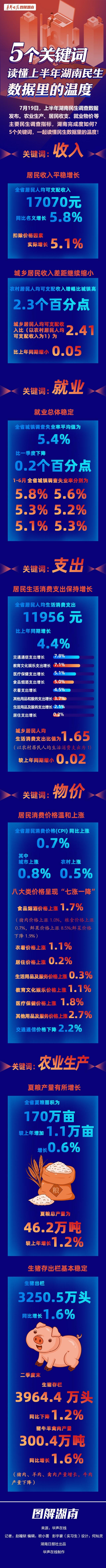 【图解】5个关键词，读懂上半年湖南民生数据里的温度