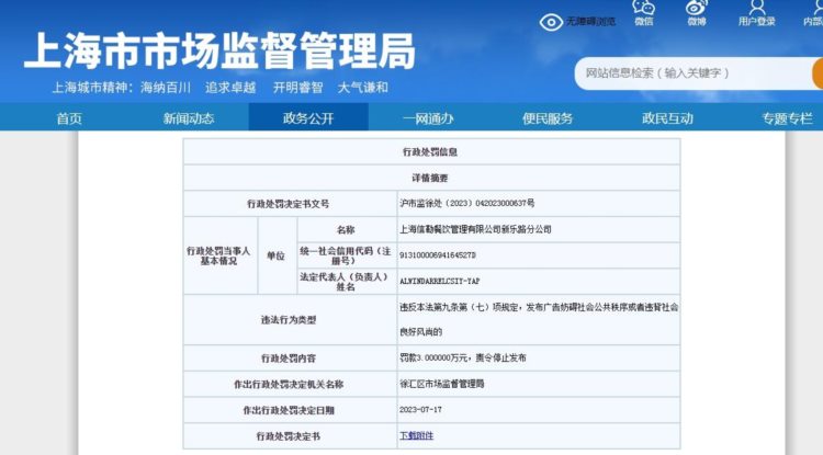 上海商家举办大胃王挑战被罚