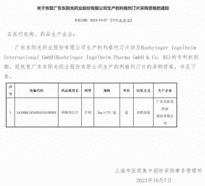 时隔11个月，曾陷侵权纠纷的国产仿制药恢复采购资格