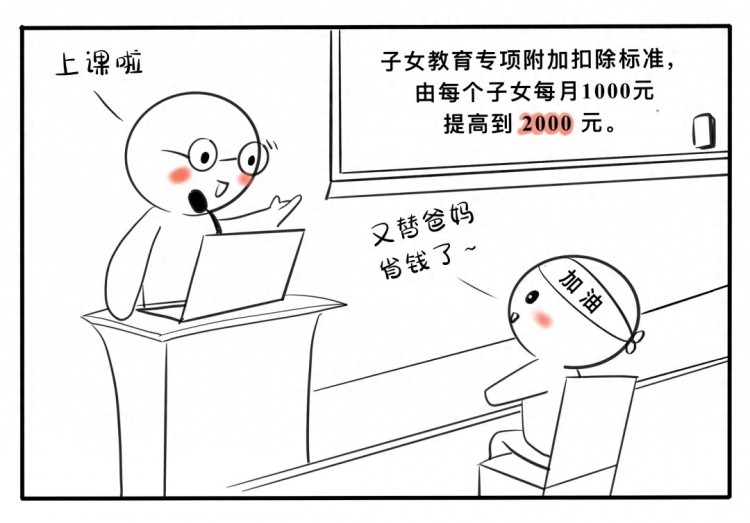 四格漫画了解一老一小个税专项附加扣除标准提高～