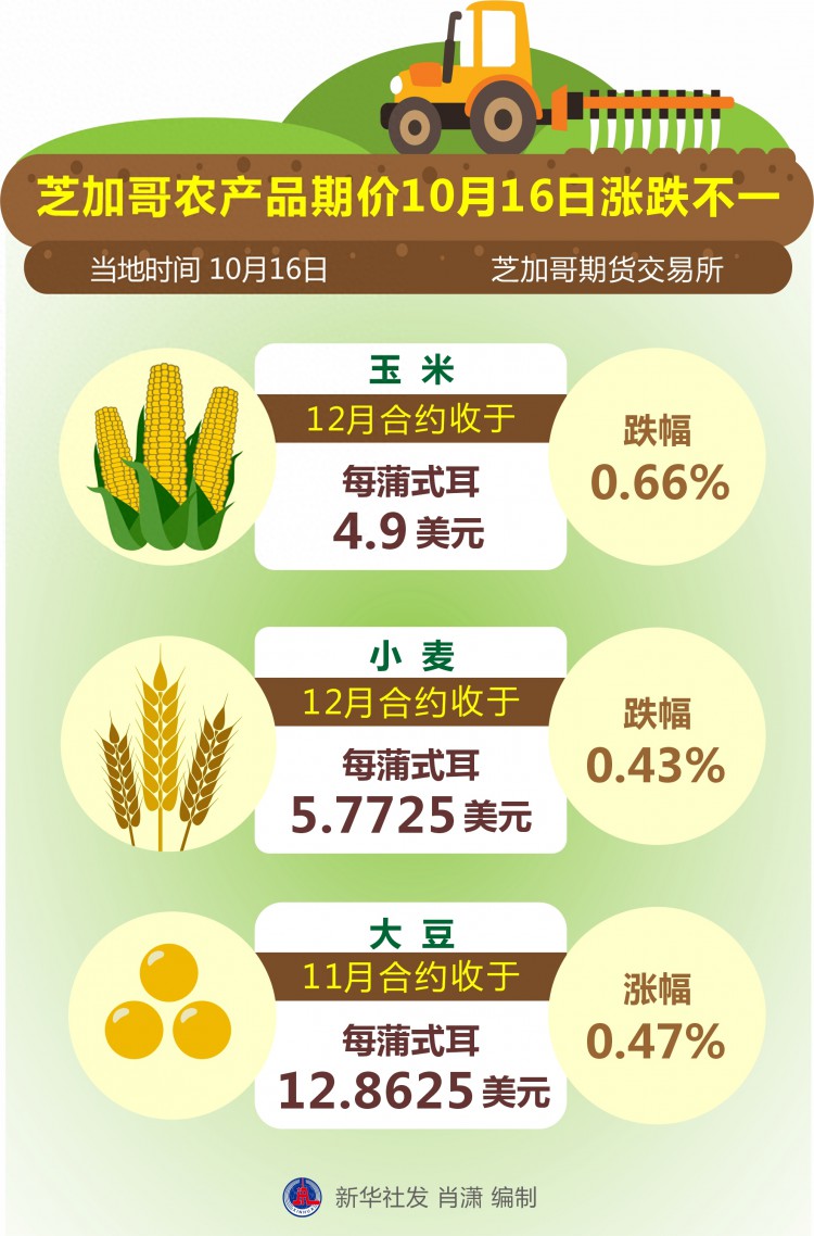 （图表）［财经·行情］芝加哥农产品期价10月16日涨跌不一